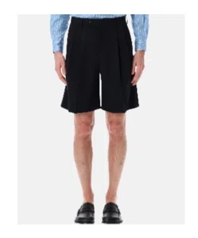 Auralee Wool Belt Loop Shorts In Black