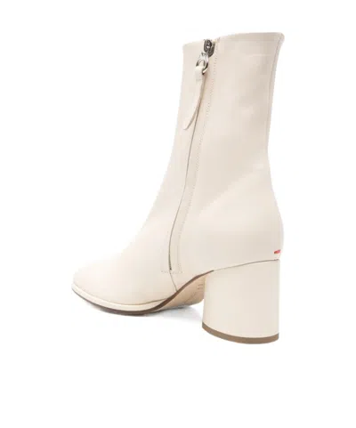 Aeyde Zippered Ankle Boots In White