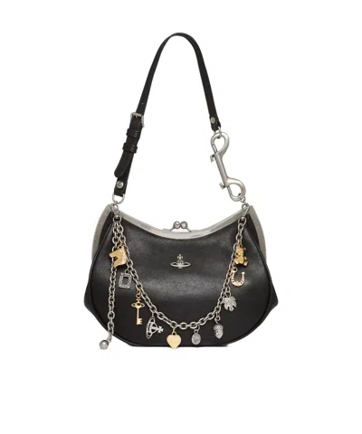 Vivienne Westwood Charm Frame Purse Python-effect Emboss Black-charms ...
