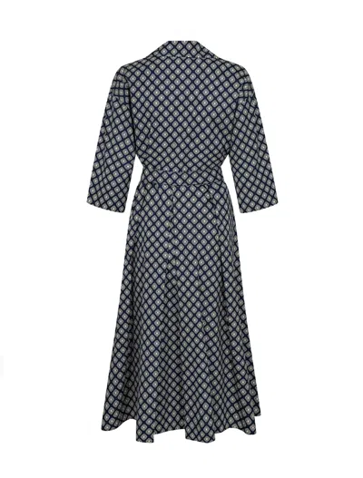 Weekend Max Mara Pattern-printed Belted Dress In Black