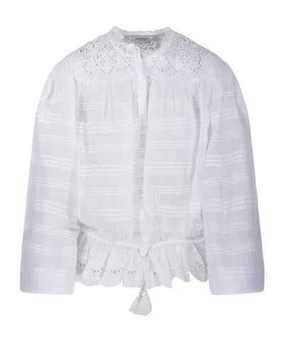 Isabel Marant Étoile Isabel Marant Etoile Women 'polly' White Blouse With Choker Neckline And Adjustable Waist With Draws