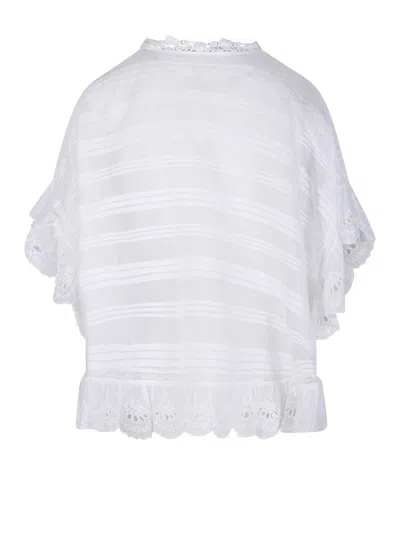 Isabel Marant Etoile White Floral Lace And Cotton Kaftan-style Payton Top Marant Etoile In Yellow