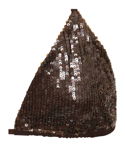 P.a.r.o.s.h Triangle Bikini Micro Sequins Sliding Cups In Brown