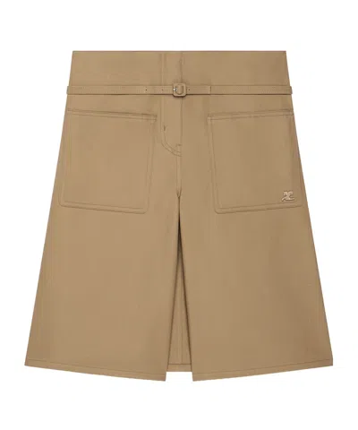 Courrèges Back-panel Belted Shorts In Brown