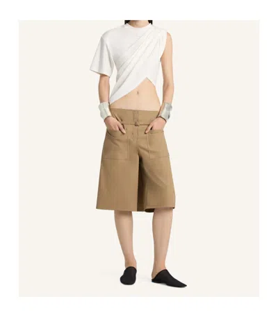Courrèges Back-panel Belted Shorts In Brown