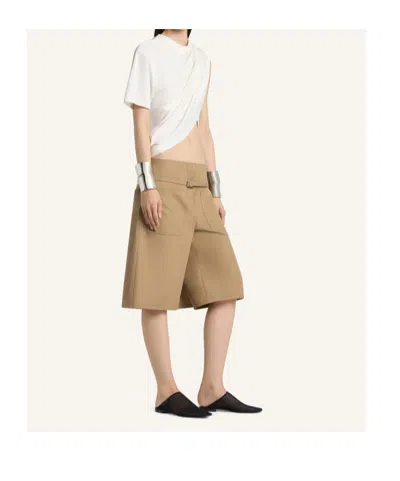 Courrèges Back-panel Belted Shorts In Brown
