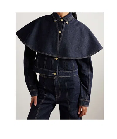 Ulla Johnson Cape Buttoned Jacket In Blue