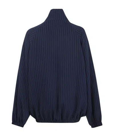 The Frankie Shop Baxter Stripe-pattern Bomber Jacket In Blue