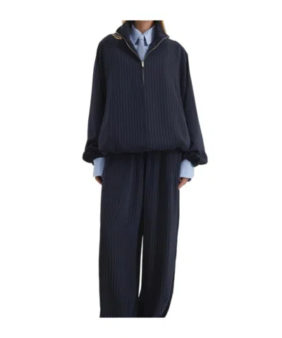 The Frankie Shop Baxter Stripe-pattern Bomber Jacket In Blue