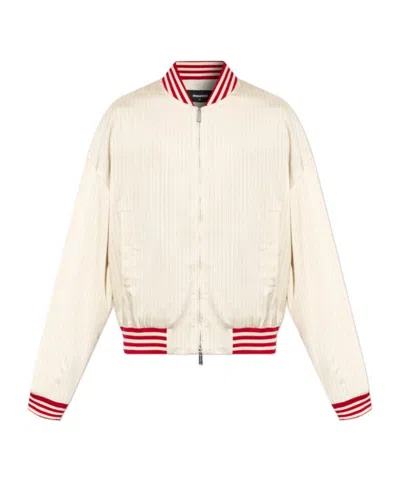Dsquared2 Baseball 80's Pinstriped Bomber Jacket In Pink