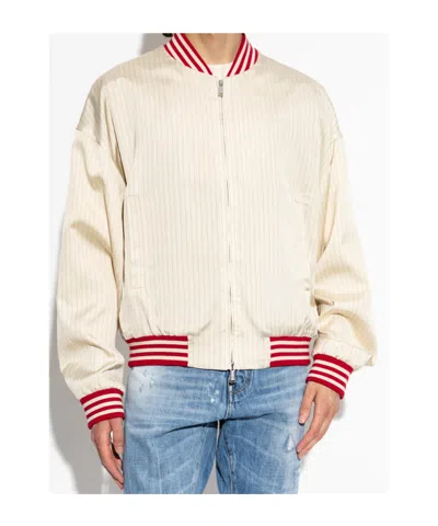 Dsquared2 Baseball 80's Pinstriped Bomber Jacket In Pink