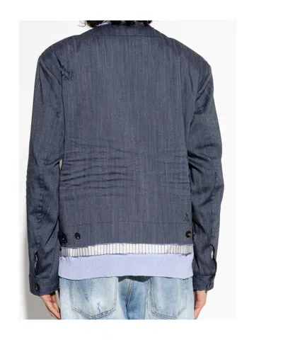 Dsquared2 Logo-patch Single-breasted Jacket In Blue