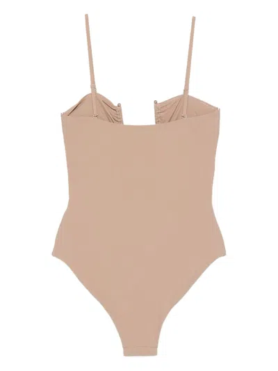 Christopher Esber Ruched One-piece Swimsuit In Brown