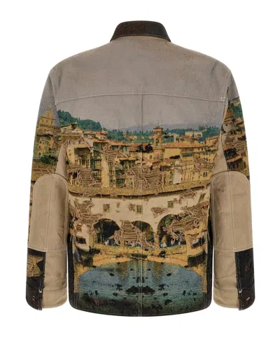 Junya Watanabe Jacquard Square Jacket Collared Patch Pockets In Multi