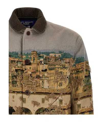 Junya Watanabe Jacquard Square Jacket Collared Patch Pockets In Multi