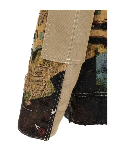 Junya Watanabe Jacquard Square Jacket Collared Patch Pockets In Multi