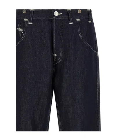 Junya Watanabe Navy Blue Solid Jeans In Blue