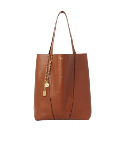 Chloé Spin Ring-detail Shoulder Bag In Brown