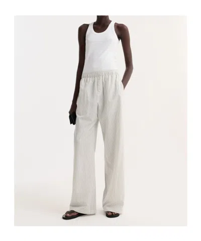 Rohe Silk Stripe Pyjama Trouser In White