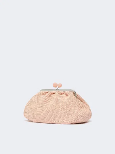 Weekend Max Mara Medium Raffia-effect Pasticcino Bag In Pink