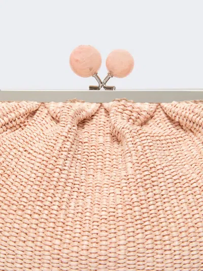 Weekend Max Mara Medium Raffia-effect Pasticcino Bag In Pink