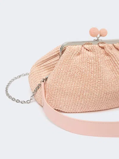 Weekend Max Mara Medium Raffia-effect Pasticcino Bag In Pink