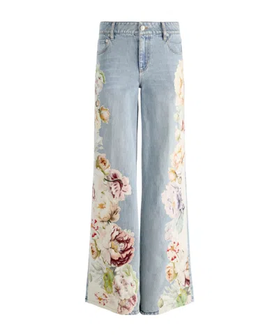 Alice And Olivia Amazing Low Rise Baggy Jeans In Silver Light Wash In Multi