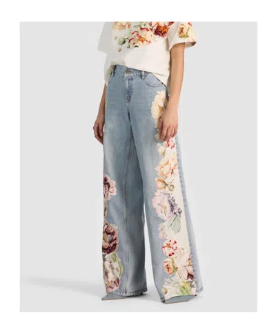 Alice And Olivia Amazing Low Rise Baggy Jeans In Silver Light Wash In Multi
