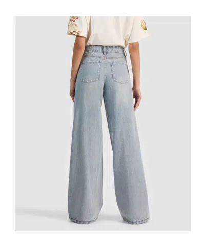 Alice And Olivia Amazing Low Rise Baggy Jeans In Silver Light Wash In Multi