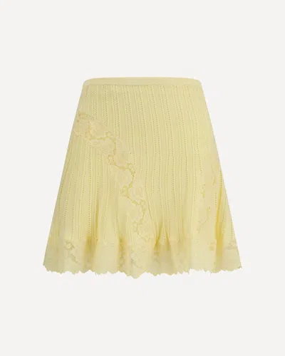 Self-portrait Pointelle Knit Mini Skirt In Yellow