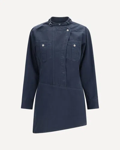 Isabel Marant Étoile Nouria Asymmetric Button-fastening Mini Dress In Blue