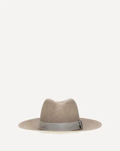 Brunello Cucinelli Straw Fedora Hat In Metallic
