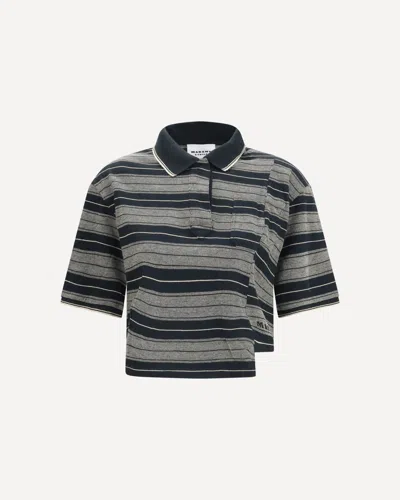 Isabel Marant Étoile Black Cotton Polo Shirt In Multi