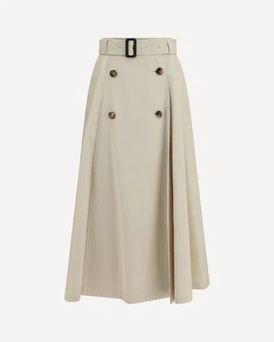 Burberry Midi Trench Skirt In Gabardine In Neutral