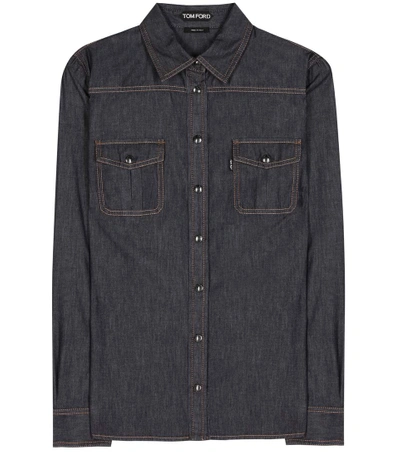 Shop Tom Ford Denim Shirt In Iedigo