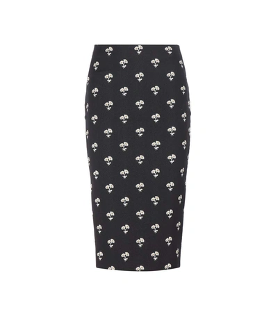 Victoria Beckham Daisy-pattern Cotton-blend Pencil Skirt In Daisy Llack