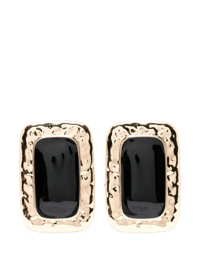 Self-portrait Rectangular-shape Earrings In Brown
