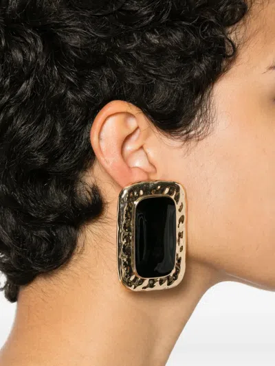 Self-portrait Rectangular-shape Earrings In Brown