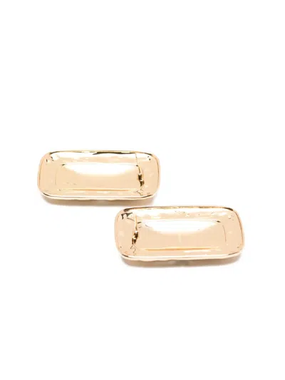 Self-portrait Rectangular-shape Earrings In Brown