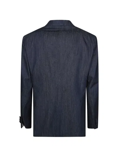 Tagliatore Double-breasted Peak-lapel Jacket In Blue