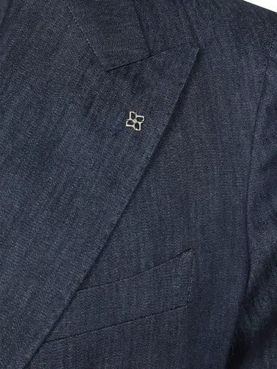 Tagliatore Double-breasted Peak-lapel Jacket In Blue