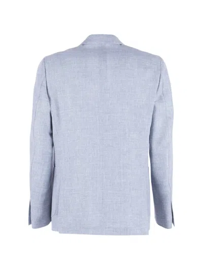 Lardini Double Breasted Peak Lapel Blazer In Gray