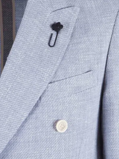 Lardini Double Breasted Peak Lapel Blazer In Gray