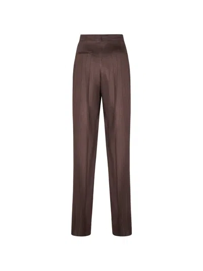 Tagliatore Pinstripe-pattern Trousers In Brown