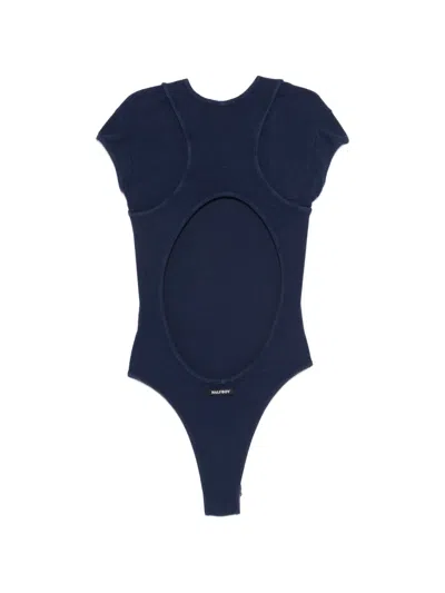 Halfboy Ribbed Open-back Bodysuit In Blue