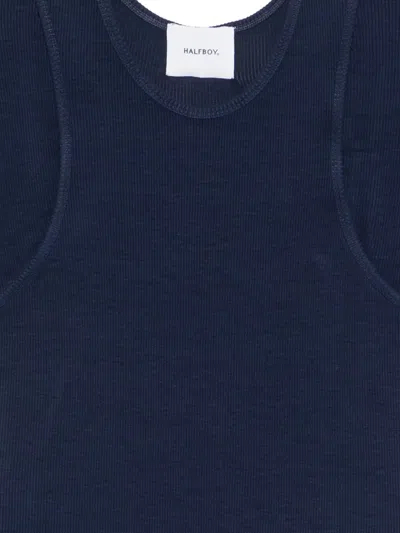 Halfboy Ribbed Open-back Bodysuit In Blue