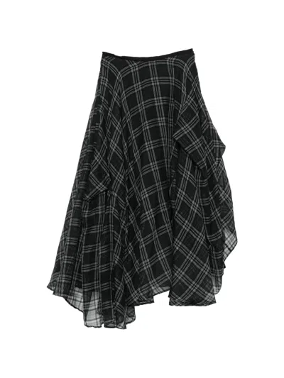 Marc Le Bihan Check-pattern Asymmetric Skirt In Multi