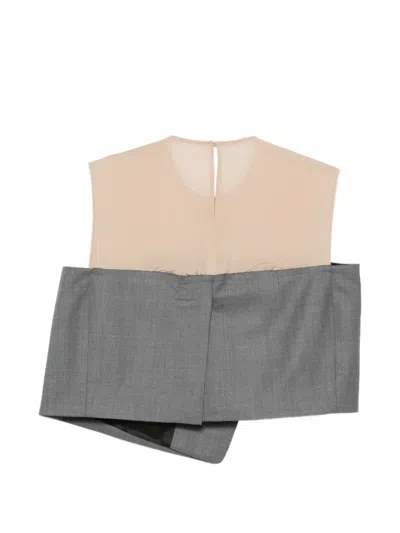 Litkovska Sheer-panel Flap-pocket Top In Multi