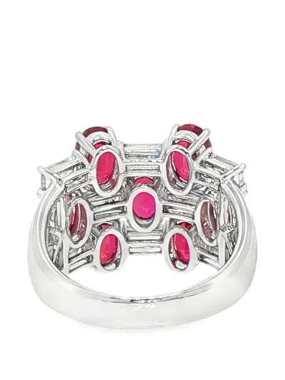 Hyt Jewelry Ruby And Diamond Ring In Silver