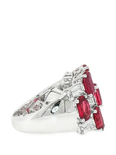 Hyt Jewelry Ruby And Diamond Ring In Silver